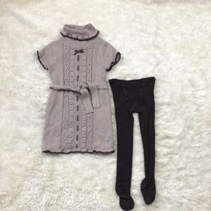 Savannah Knit Sweater Dress with Tights - Brown Size 4T
